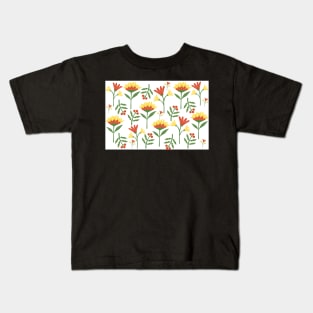 Vintage Floral Yellow Pattern Kids T-Shirt